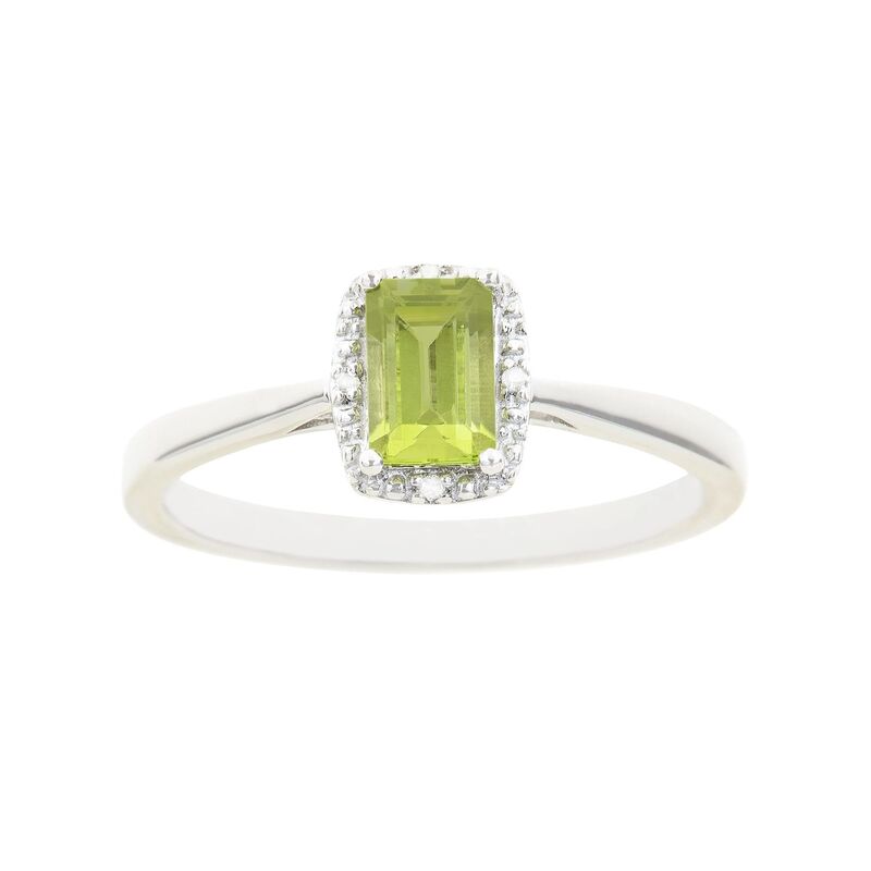 Celebration Gems レディース アクセサリー リング Celebration Gemsterling Silver Peridot & Diamond Accent Rectangle Halo Ring Sterling シルバー