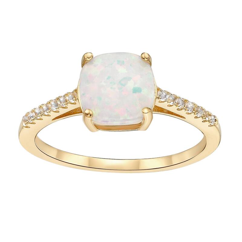 Gemminded レディース アクセサリー リング Gemminded 18k Rose Gold Over Sterling Silver Lab-Created White Sapphire & Lab-Created Opal Ringold Tone ゴールド