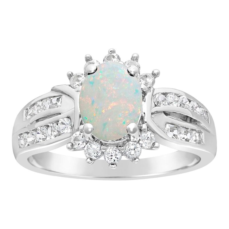 Gemminded レディース アクセサリー リング Gemminded Sterling Silver Lab-Created Opal & White Topaz Ring Sterling Silver シルバー|ReVida 店
