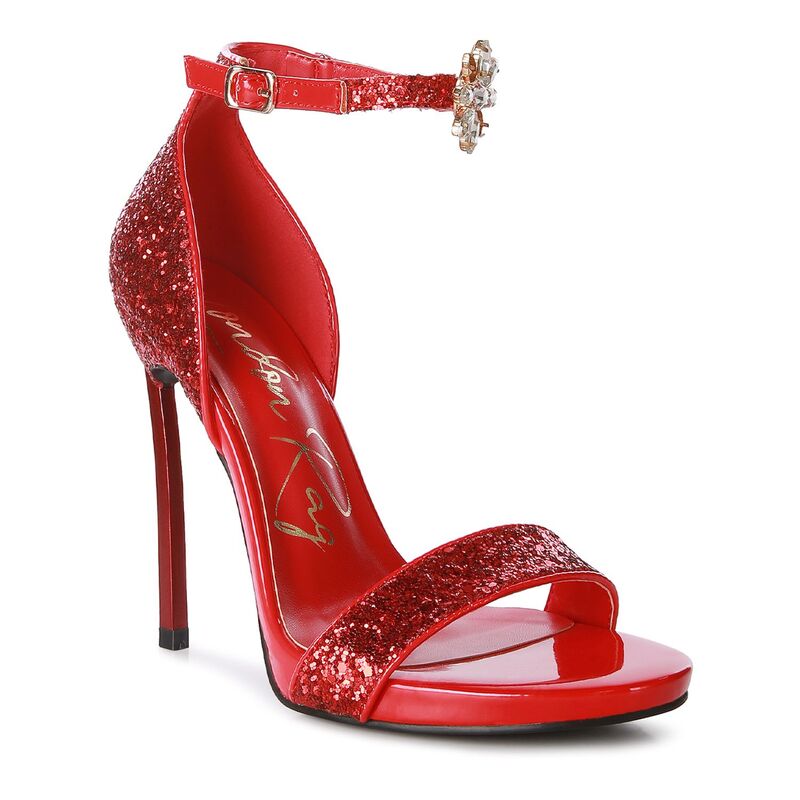 ロンドンラグ レディース シューズ パンプス サンダル 踵 London Rag Straight Fire Women\u0027s Glitter Higheel Sandals Red 赤いこと パンプス-靴