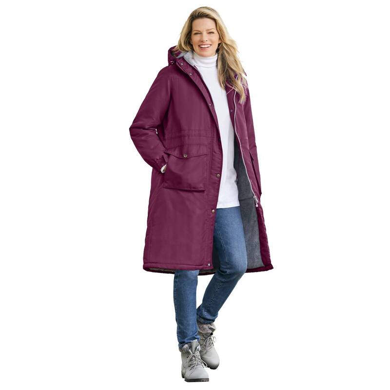 ウーマン ウィズイン レディース アウター ジャケット・ブルゾン プラスサイズ パーカー Woman Within Women's Plusize Long Microfiber Parka Deep Claret