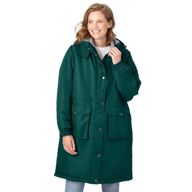 ウーマン ウィズイン レディース アウター ジャケット・ブルゾン プラスサイズ パーカー Woman Within Women's Plusize Long Microfiber Parka Emerald Green グリーン