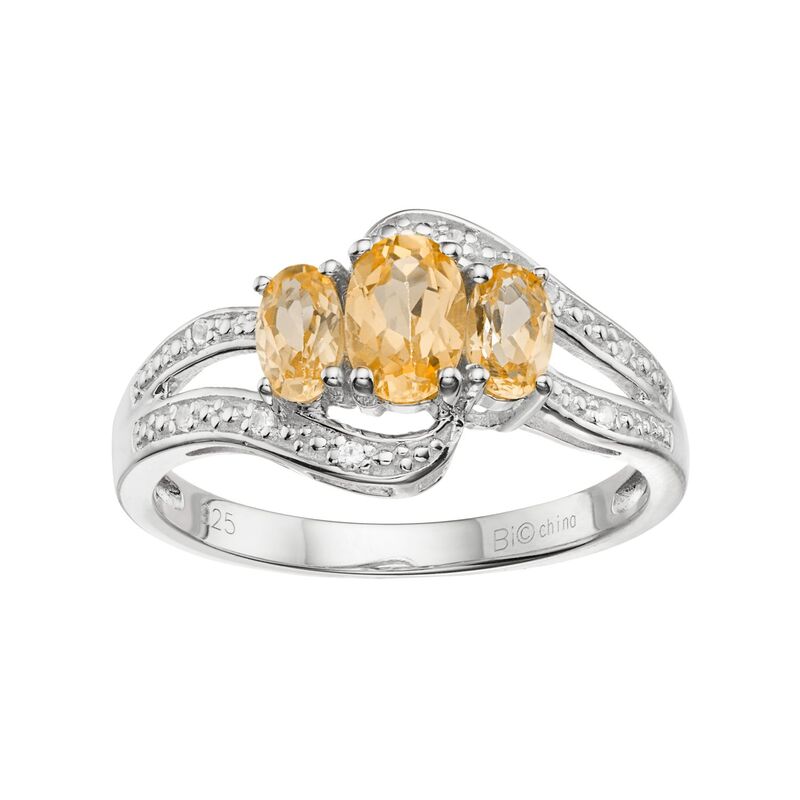 Gemminded レディース アクセサリー リング Gemminded Sterling Silver Citrine & White Topaz 3-Stone Bypass Ring Orange オレンジ