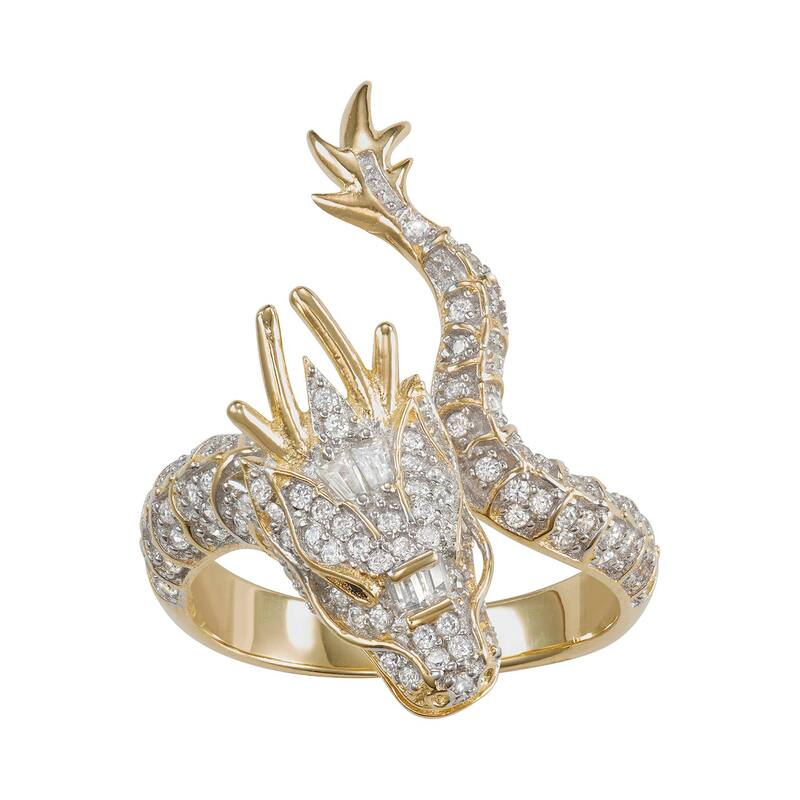 Designs by Gioelli レディース アクセサリー リング Designs by Gioelli 14k Gold Over Silver Cubic Zirconia Dragon Ring Sterling ゴールド｜ReVida 店