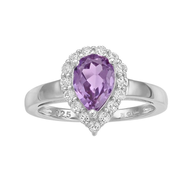 Gemminded レディース アクセサリー リング Gemminded Sterling Silver Lab-Created Alexandrite & White Topaz Ring Sterling ホワイト