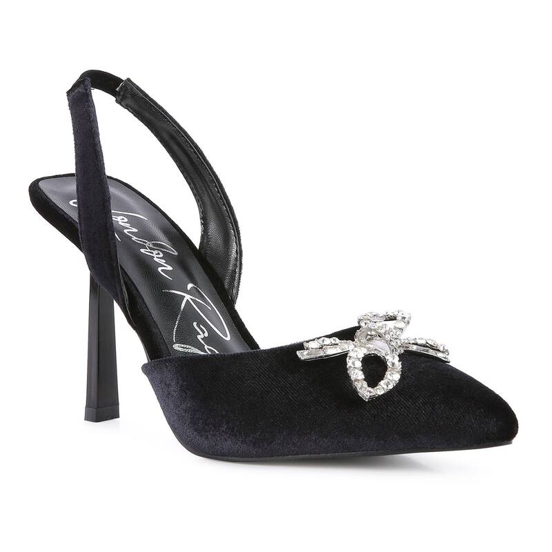 ロンドンラグ レディース シューズ パンプス ベルベット ヒール London Rag Firebird Velvet Embellished Slingback Heels Black ブラック