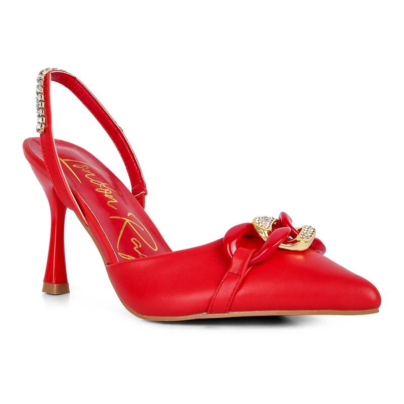 ロンドンラグ レディース シューズ パンプス London Rag Pull Me Women's Embellished Slingback Dresshoes Red レッド
