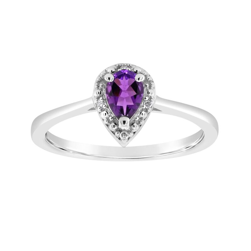 Celebration Gems レディース アクセサリー リング Celebration Gemsterling Silver Pear Shapediamond Accent Frame Ring Amethyst シルバー