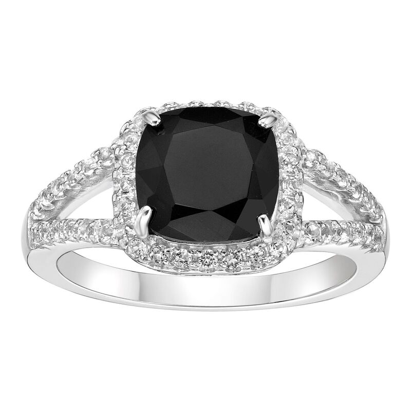 Gemminded レディース アクセサリー リング Gemminded Sterling Silver Black Onyx & White Topaz Cushion-Cut Ring Sterling Silver シルバー