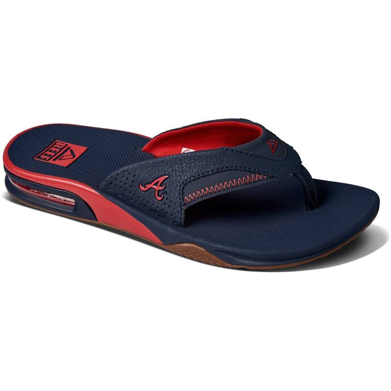 リーフ メンズ シューズ サンダル Men's REEF Atlanta Braves Fanning Bottle Opener Sandals Brv Navy ネイビー