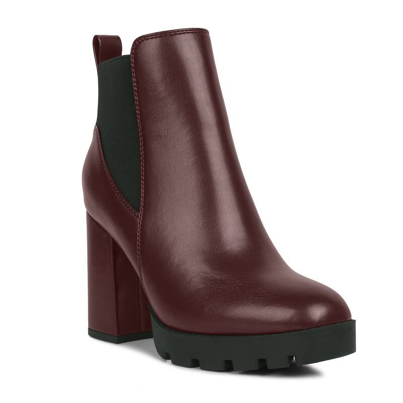ロンドンラグ レディース シューズ ブーツ・レインブーツ チェルシーブーツ チェルシー ヒール London Rag Bolt Women's Block Heel Chelsea Boots Burgundy バーガンディ
