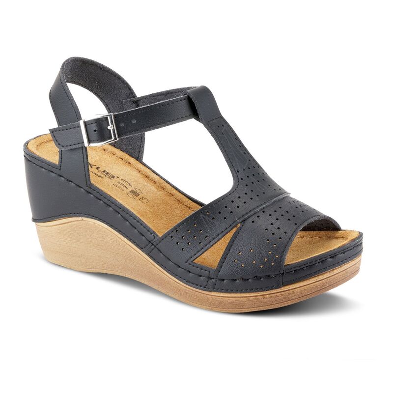 フレクサス レディース シューズ サンダル Flexus by Spring Step Natala Women's Wedge Sandals Black ブラック