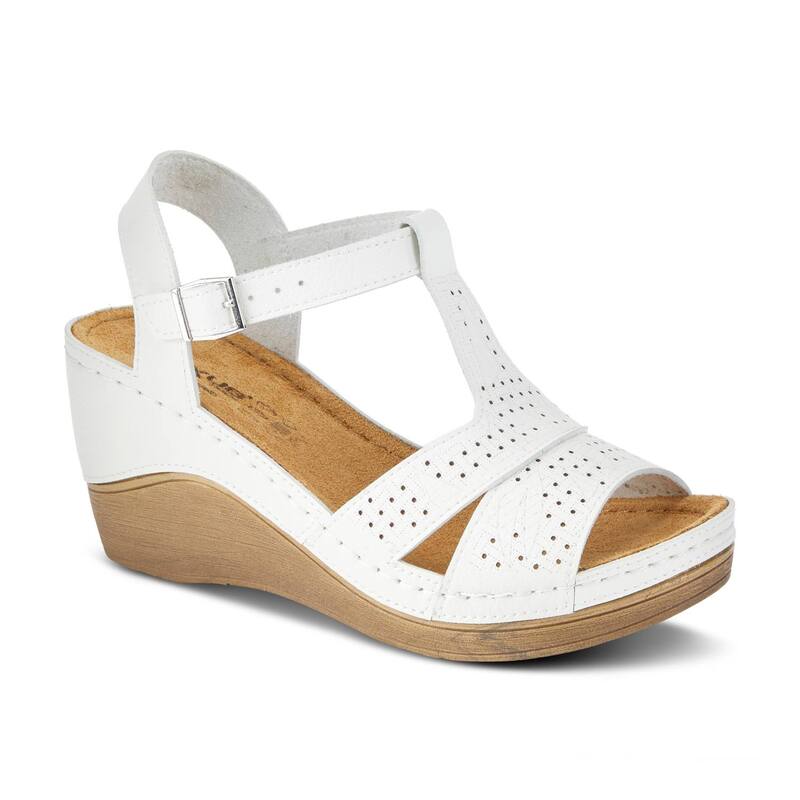 フレクサス レディース シューズ サンダル Flexus by Spring Step Natala Women's Wedge Sandals White ホワイト｜ReVida 店