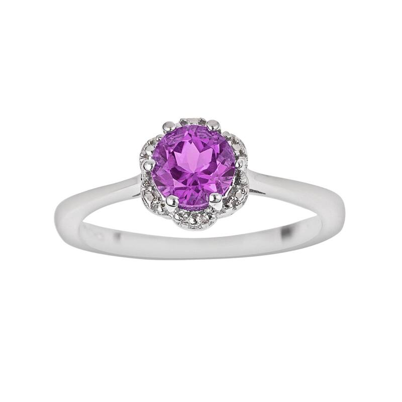 Celebration Gems レディース アクセサリー リング Celebration Gemsterling Silver Amethyst Scalloped Frame Ring Silver シルバー