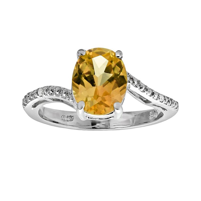 Gemminded レディース アクセサリー リング Gemminded Sterling Silver Citrine andiamond Accent Oval Ring Orange オレンジ