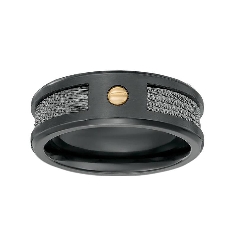 山猫 メンズ 佩び物 輪っか Men\u0027s LYNX Black Zirconium Gold Screw Ring Two Tone 黒いこと