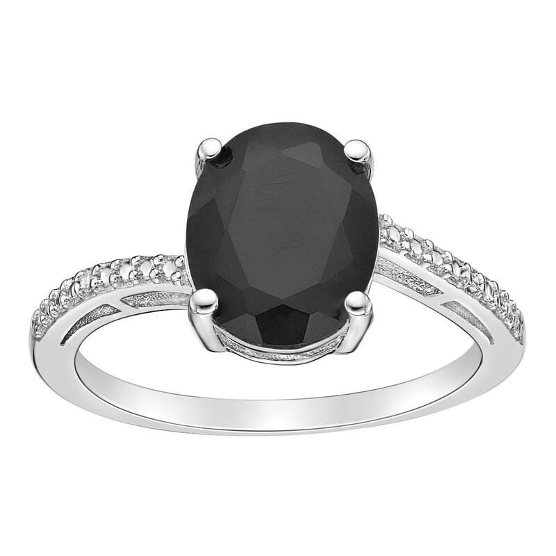 Gemminded レディース アクセサリー リング Gemminded Sterling Silver Black Onyx & Diamond Accent Ring Sterling Silver シルバー