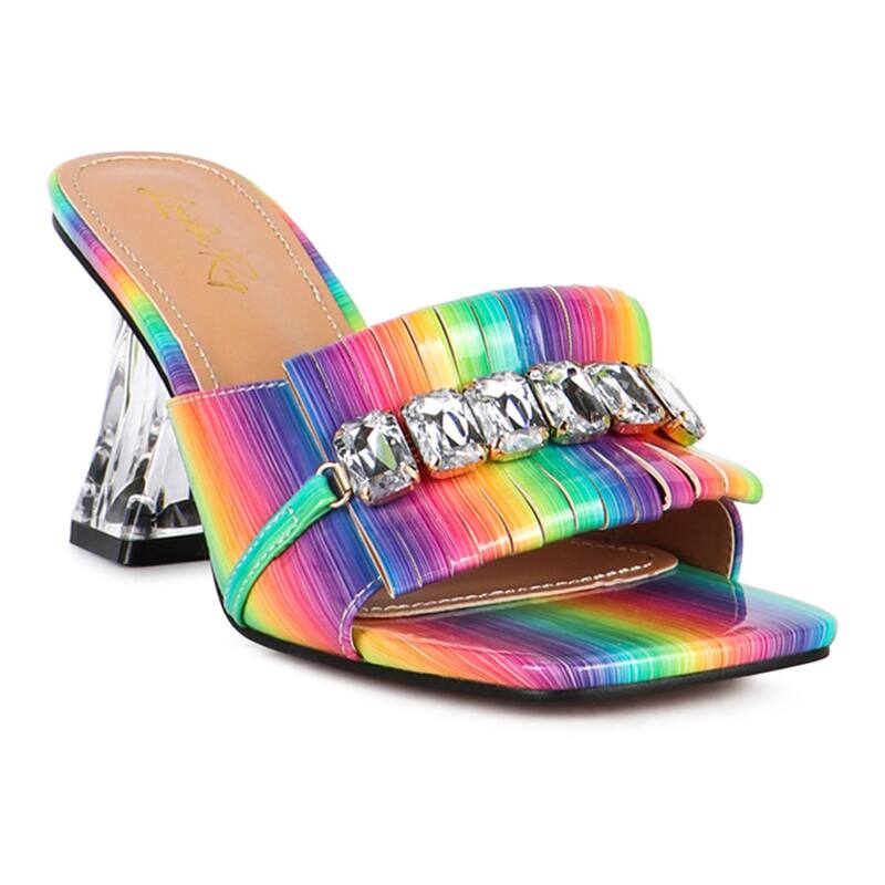 ロンドンラグ レディース シューズ パンプス サンダル ヒール London Rag Fantasy Women's Clear Heel Jewel Sandals Rainbow