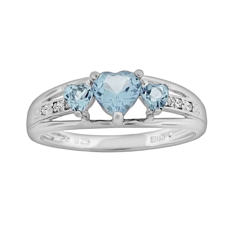 Gemminded レディース アクセサリー リング Gemminded Sterling Silver Lab-Created Aquamarine andiamond Accent Heart 3-Stone Ring Aqua アクア 45,370円