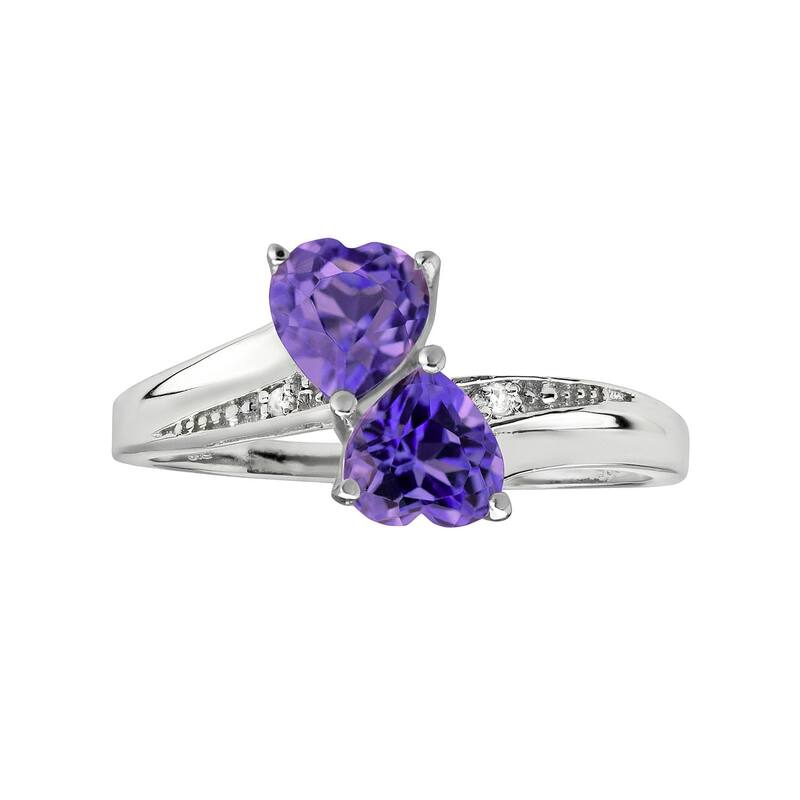 Gemminded レディース アクセサリー リング Gemminded Sterling Silver Amethyst & Diamond Accent Heart Bypass Ring Purple パープル