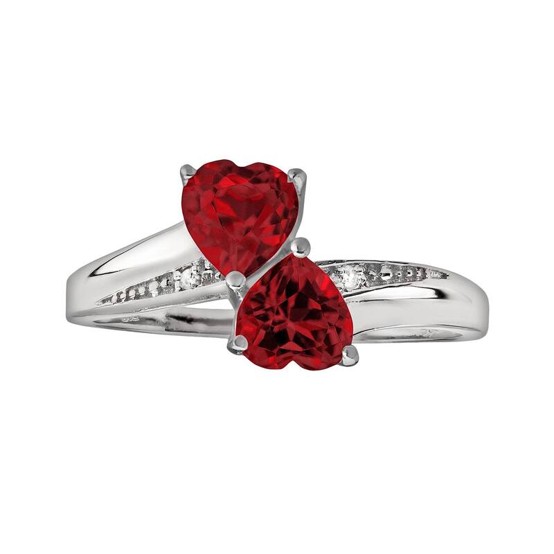 Gemminded レディース アクセサリー リング Gemminded Sterling Silver Garnet andiamond Accent Heart Bypass Ring Red レッド