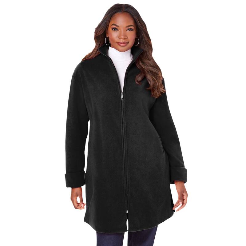 ロアマンズ レディース アウター ジャケット・ブルゾン プラスサイズ コート フリース Roaman's Women's Plusize Plush Fleece Driving Coat Black ブラック