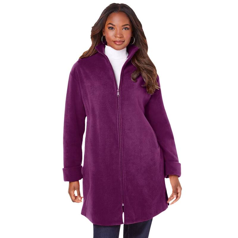 ロアマンズ レディース アウター ジャケット・ブルゾン プラスサイズ コート フリース Roaman's Women's Plusize Plush Fleece Driving Coat Dark Berry