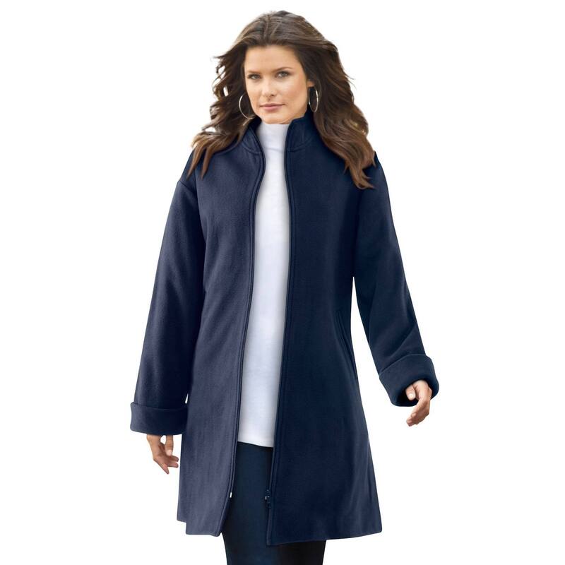 ロアマンズ レディース アウター ジャケット・ブルゾン プラスサイズ コート フリース Roaman's Women's Plusize Plush Fleece Driving Coat Navy ネイビー|ReVida 店