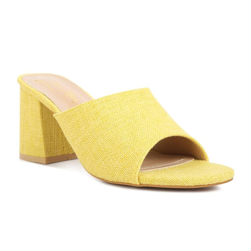 ロンドンラグ レディース シューズ パンプス サンダル ヒール London Rag Block Heel Women'slip On Sandals Yellow イエロー