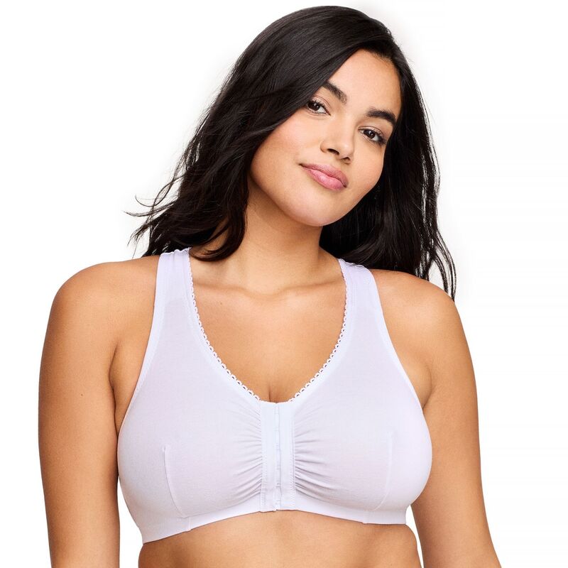 グラマライズ レディース アンダーウェア ブラジャー プラスサイズ コットン Plusize Glamorise Full-Figure Complete Comfort Wire-free Cotton T-Back Bra 1908 White ホワイト