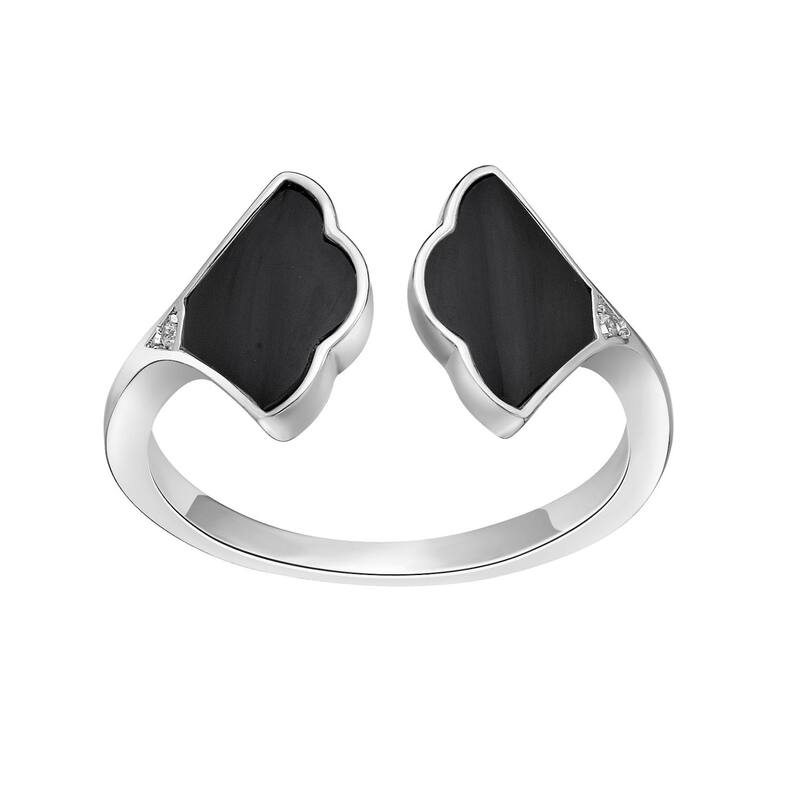 Gemminded レディース アクセサリー リング Gemminded Sterling Silver Black Onyx Open Ring Sterling Silver シルバー