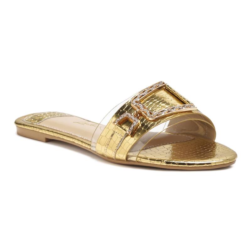 ロンドンラグ レディース シューズ サンダル London Rag Brillo Women's Jeweled Slide Sandals Gold ゴールド