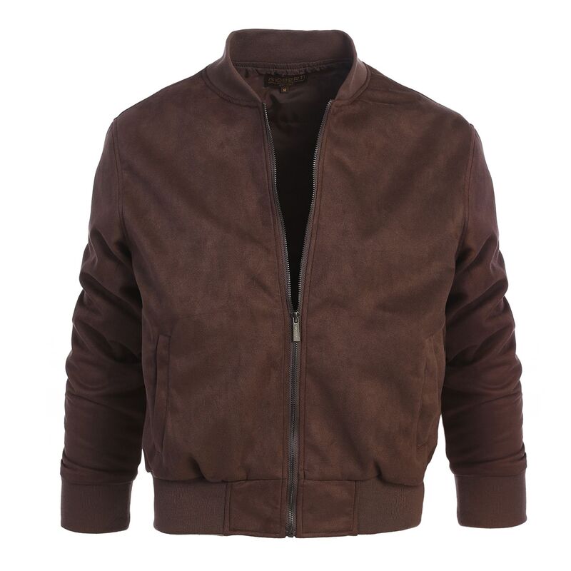 Gioberti Men's Faux Suede Bomber Jacket With Warm Light Inner Padding