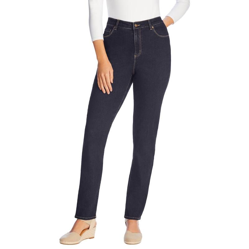 ウーマン ウィズイン レディース ボトムス デニムパンツ プラスサイズ トール Woman Within Women's Plusize Tall Comfort Curve Straight-leg Jean Dark Sanded Wash