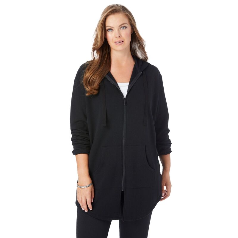 ロアマンズ レディース アウター 上衣・上衣 つけ加える大きさ フリース パーカー Roaman\u0027s Women\u0027s Plusize Fleece Zip Hoodie Jacket Black 黒いこと