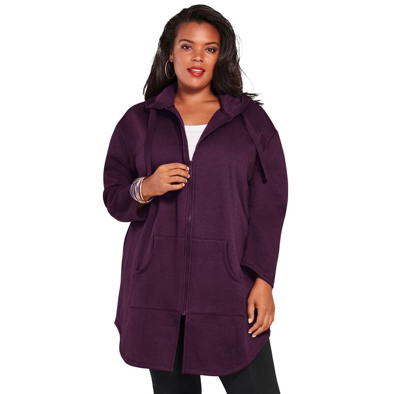 ロアマンズ レディース アウター 上衣・上衣 つけ加える大きさ フリース パーカー Roaman\u0027s Women\u0027s Plusize Fleece Zip Hoodie Jacket Dark Berry