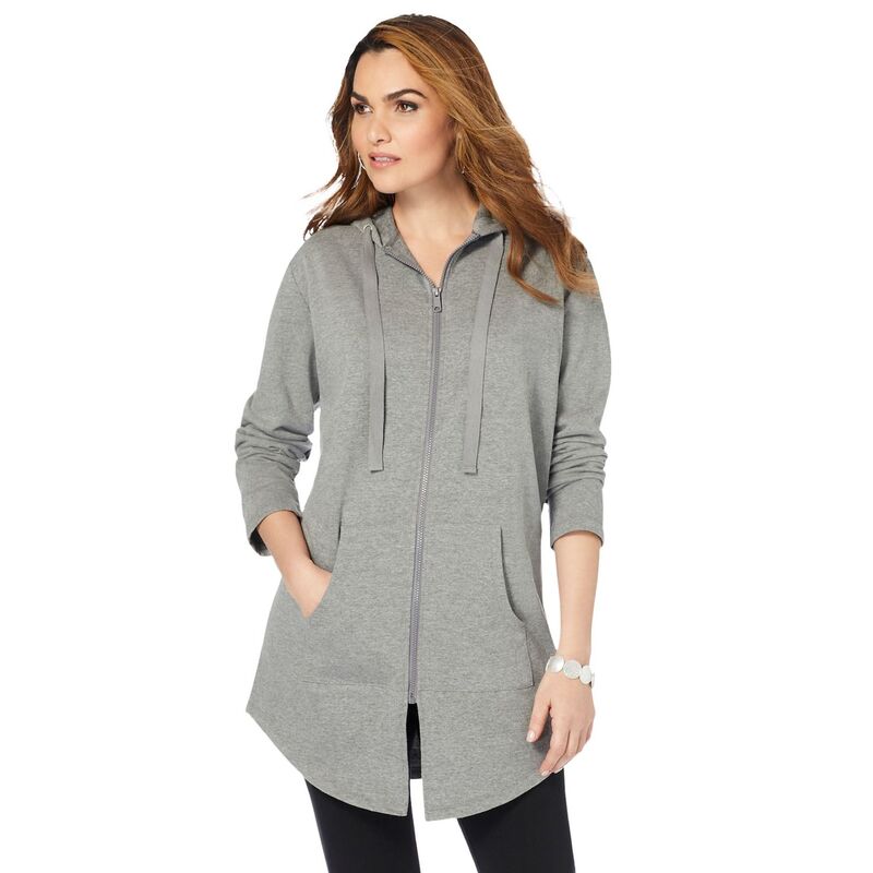 ロアマンズ レディース アウター 上衣・上衣 つけ加える大きさ フリース パーカー Roaman\u0027s Women\u0027s Plusize Fleece Zip Hoodie Jacket Medium Heather Grey 薄墨色