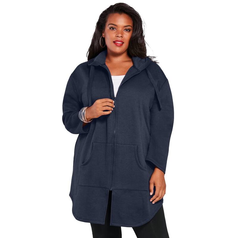 ロアマンズ レディース アウター 上衣・上衣 つけ加える大きさ フリース パーカー Roaman\u0027s Women\u0027s Plusize Fleece Zip Hoodie Jacket Navy 米国海軍
