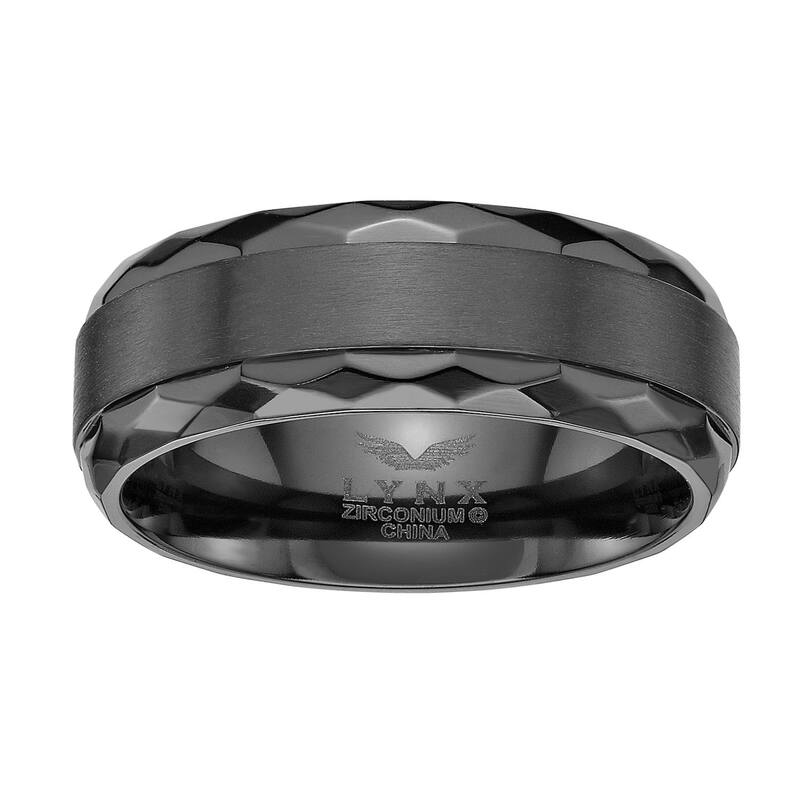 リンクス メンズ アクセサリー リング Men's LYNX Black Zirconium Textured Ring Black ブラック｜ReVida 店