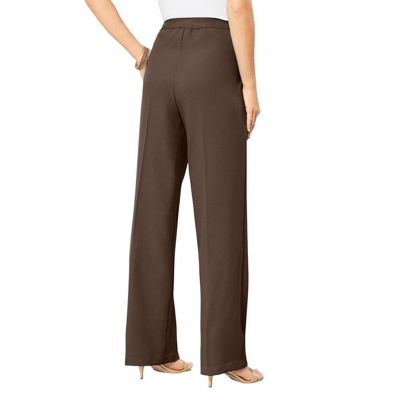 ロアマンズ レディース ボトムス 心地好いズボン下 つけ加える大きさ トール Roaman\u0027s Women\u0027s Plusize Tall Wide-leg Bend Over Pant Chocolate 黒茶