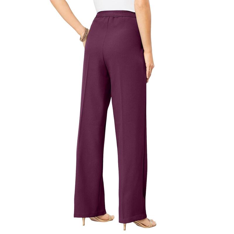 ロアマンズ レディース ボトムス 心地好いズボン下 つけ加える大きさ トール Roaman\u0027s Women\u0027s Plusize Tall Wide-leg Bend Over Pant Dark Berry