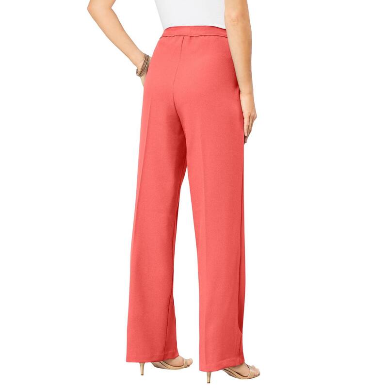 ロアマンズ レディース ボトムス 心地好いズボン下 つけ加える大きさ トール Roaman\u0027s Women\u0027s Plusize Tall Wide-leg Bend Over Pant Sunset Coral コーラル