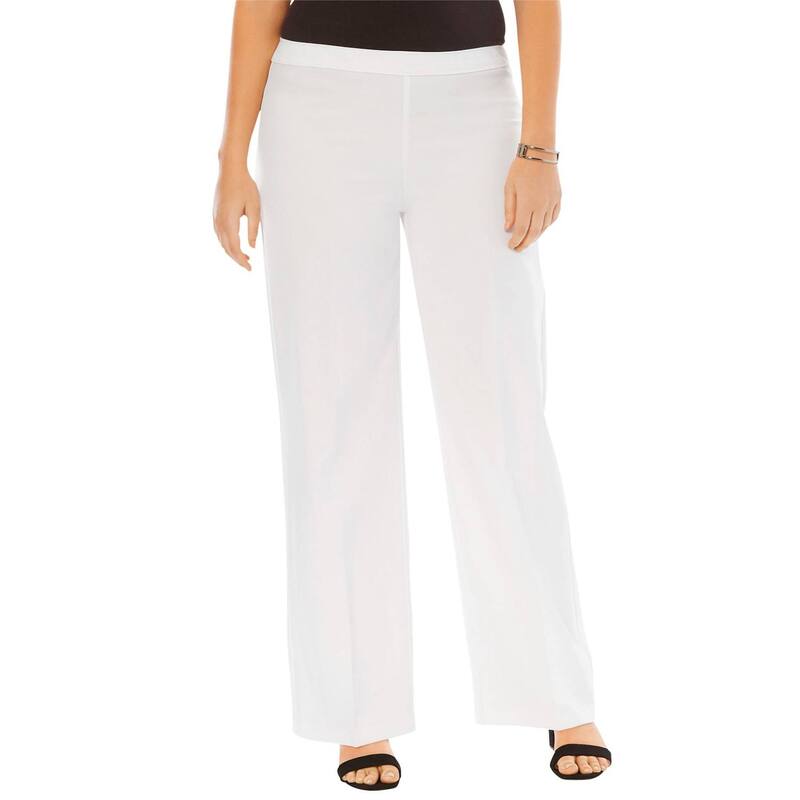ロアマンズ レディース ボトムス 心地好いズボン下 つけ加える大きさ トール Roaman\u0027s Women\u0027s Plusize Tall Wide-leg Bend Over Pant White 白いこと