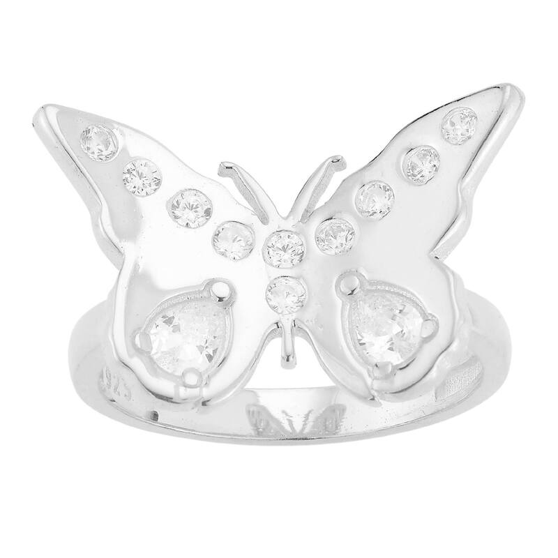 Sunkissed Sterling レディース アクセサリー リング Sunkissed Sterling Cubic Zirconia Butterfly Statement Ring Silver Tone シルバー 27,820円