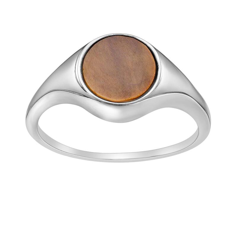 Gemminded レディース アクセサリー リング Gemminded Sterling Silver Tiger's Eye Signet Ring Sterling シルバー