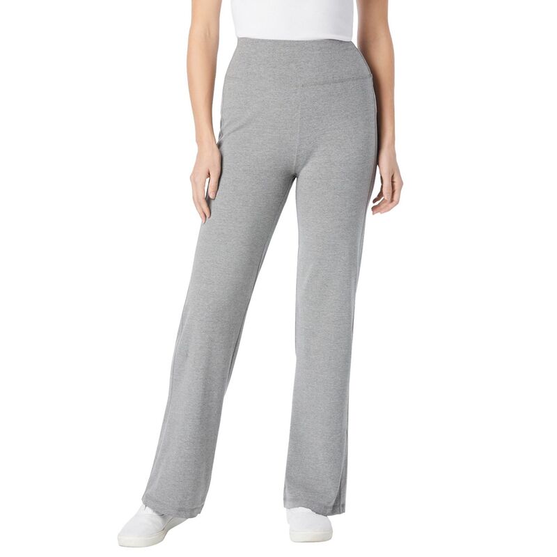 ウーマン ウィズイン レディース ボトムス カジュアルパンツ ワイドレッグ プラスサイズ プチ コットン Woman Within Women's Plusize Petite Stretch Cotton Wide Leg Pant Medium Heather Grey グレー|ReVida 店