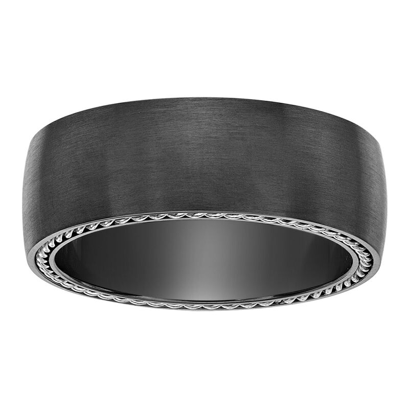 リンクス メンズ アクセサリー リング Men's LYNX Black Zirconium Wide Band Ring Stainless ブラック