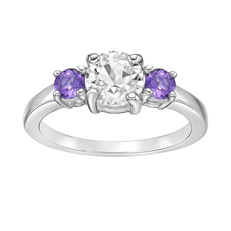 Gemminded レディース アクセサリー リング Gemminded Sterling Silver White Topaz & Amethyst Ring Sterling ホワイト
