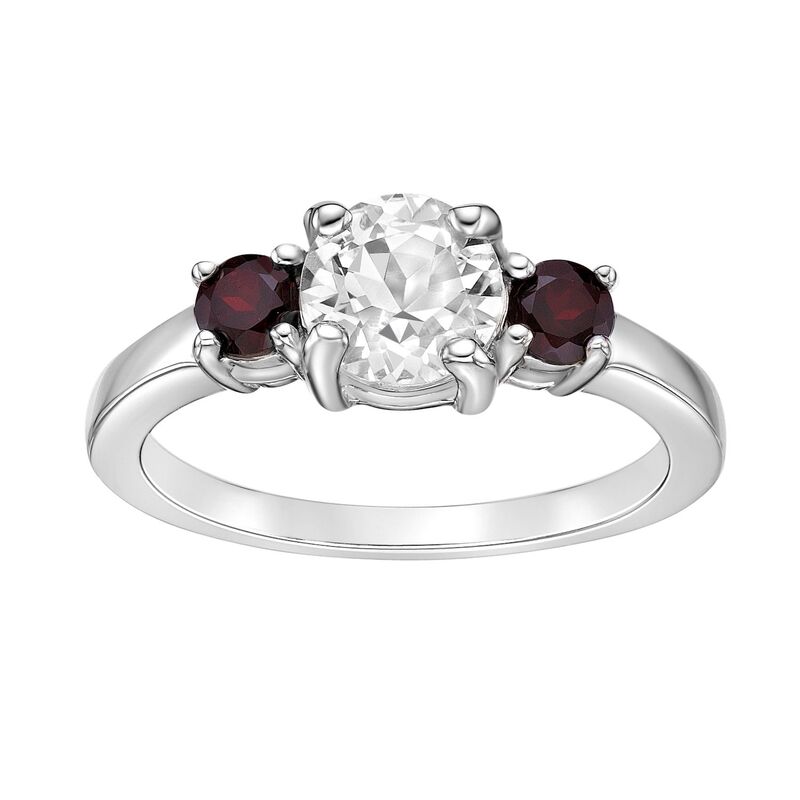 Gemminded レディース アクセサリー リング Gemminded Sterling Silver White Topaz & Gemstone Ringarnet ホワイト