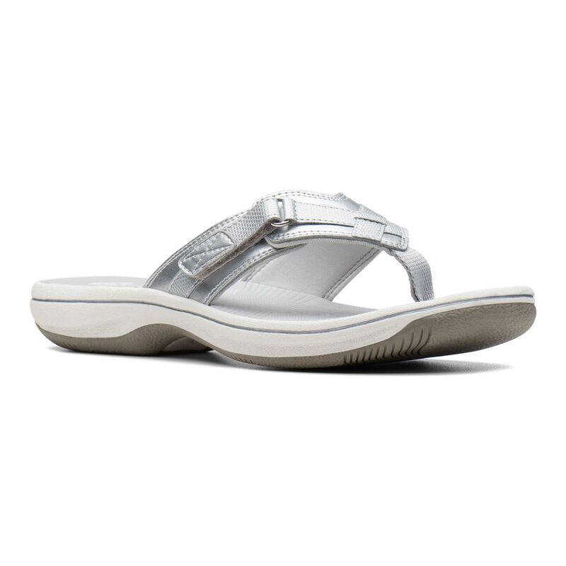 クラークス レディース シューズ サンダル ClarksR Breeze Sea Cloudstepper Women's Flip Flop Sandalsilver シルバー｜ReVida 店